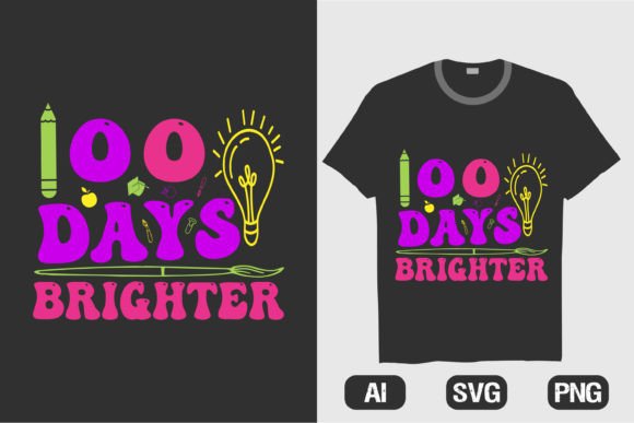 100 Day Funny Brighter Rainbow T-shirt 2 Graphics