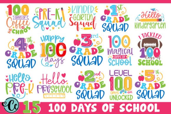 100 Days School Svg Bundle, 100 Days Svg