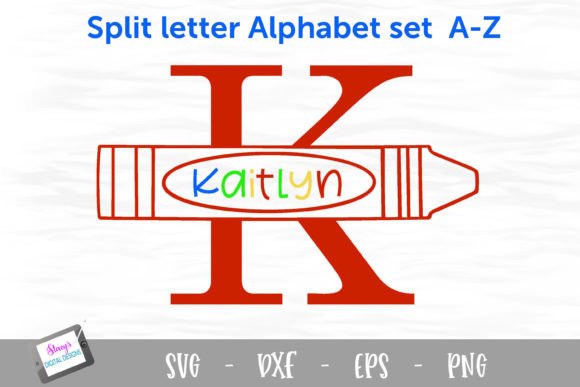 Crayon Monograms - Split Letters a - Z