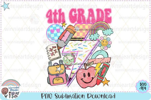 Fourth Grade Retro Teacher School PNG Graphics