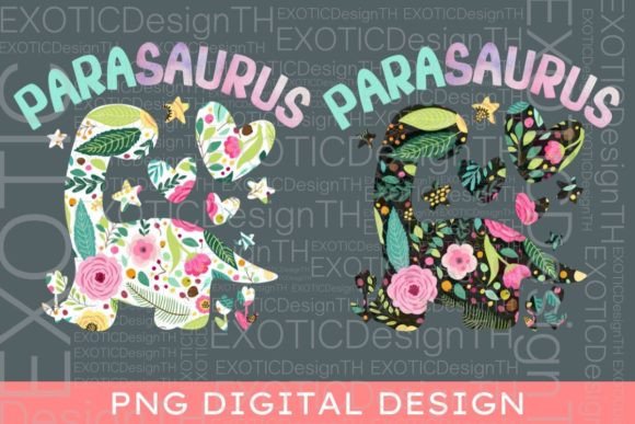Parasaurus Watercolor Floral Dinosaur: Graphics and Crafts