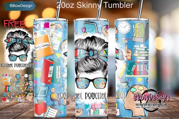 School Psychologist 20oz Skinny Tumbler Graphics