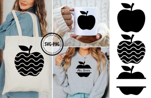 Teacher Monogram SVG Apple Clipart for Graphics and Crafts