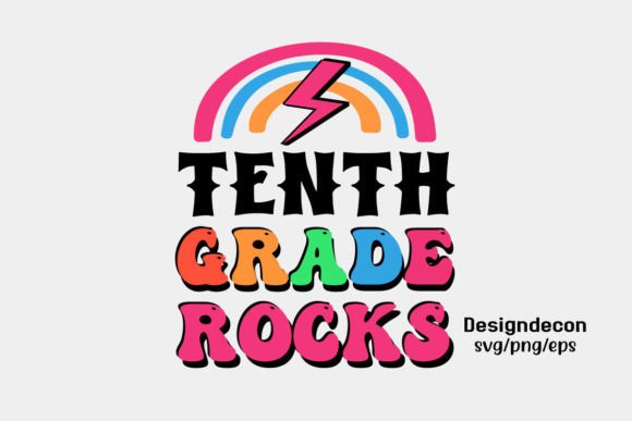 Tenth Grade Rocks Retro Sublimation Svg